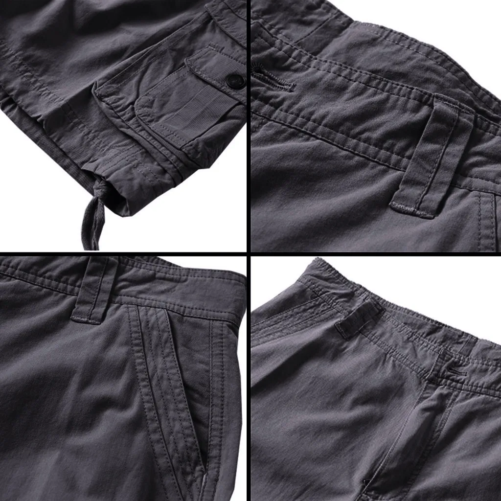 Fashsiualy бермуды masculina мужские повседневные однотонные пляжные рабочие штаны с карманами Брюки карго шорты мужские