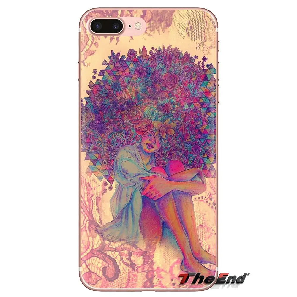 For iPod Touch Apple iPhone 4 4S 5 5S SE 5C 6 6S 7 8 X XR XS Plus MAX Soft Transparent Shell Cover NATURAL HAIR ART artist Works |