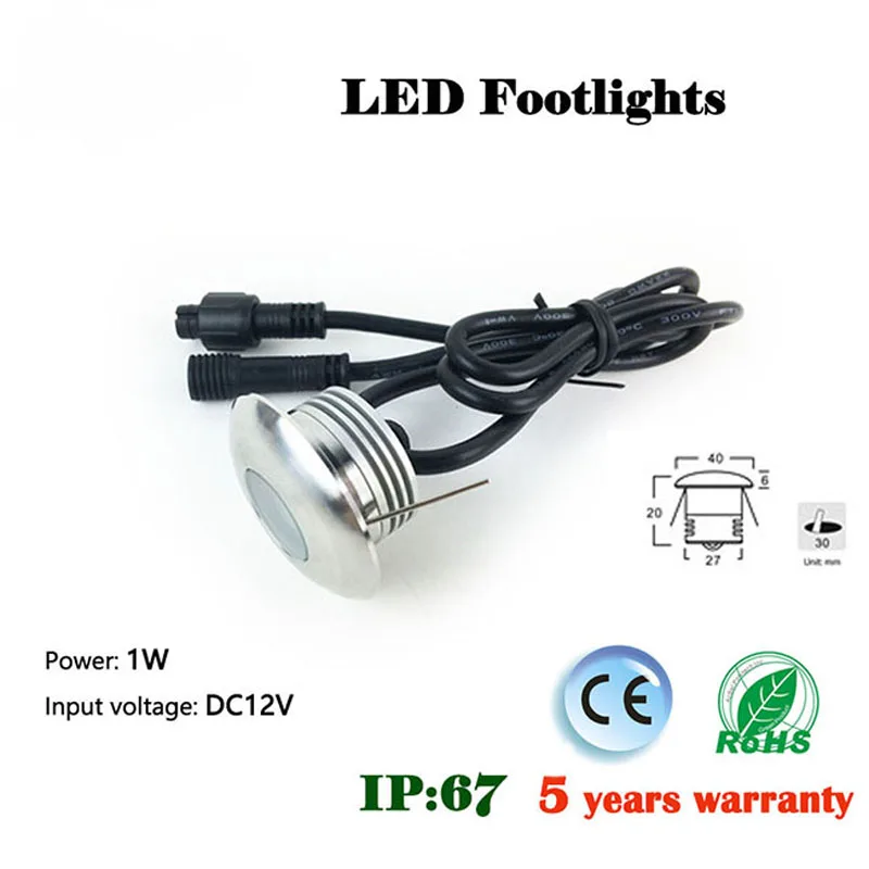 Встраиваемый настенный светодиодный мини-светильник 12 шт./лот 1 Вт для террасы