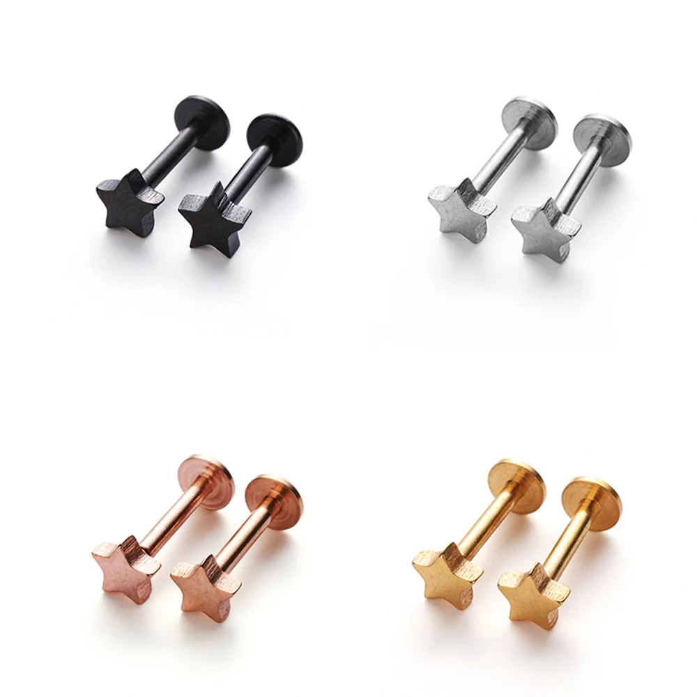 2 предмета пикантные пирсинг уха для губ тела Лабрет хрящевая спираль звезда