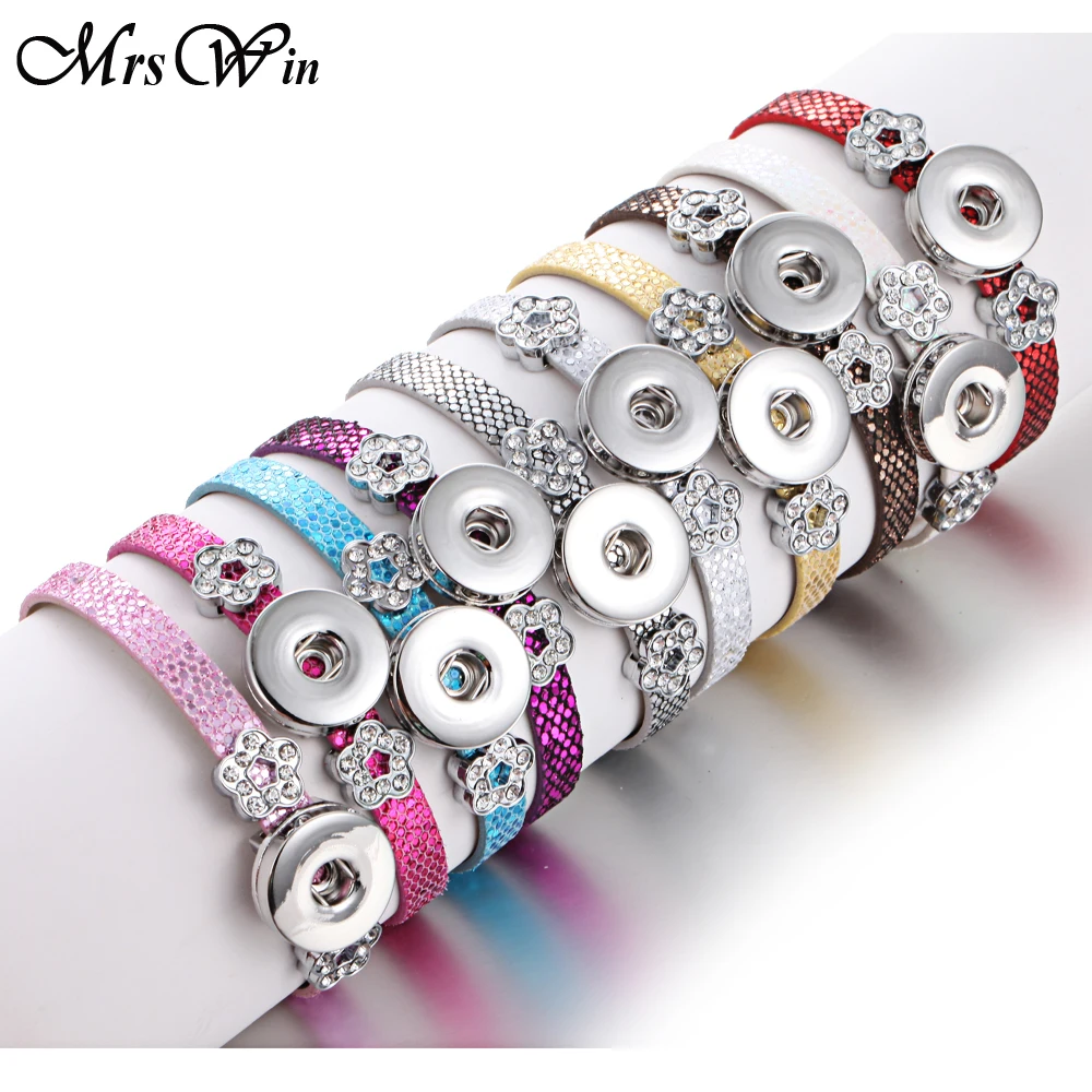 10Pcs/lot Wholesale 18mm Snap Jewelry Colorful Fish scales Leather Snap Button Bracelet Watches