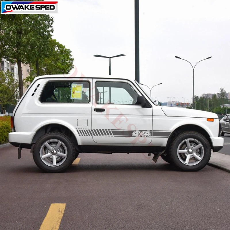 Racing Car Door Side Skirt Sticker For LADA NIVA 4X4 OFF ROAD Styling Sport Stripes Auto Body Customized Decals Both Side 1 set