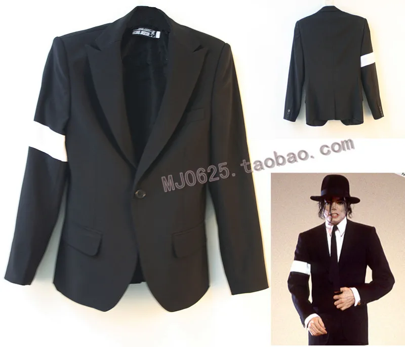 Rare MJ Michael Jackson Dangerous BAD Black Suit Jacket with Armband Imitation Gift