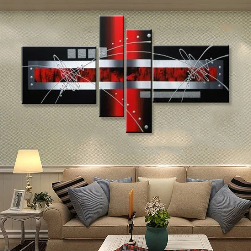 Абстрактная картина маслом на холсте ручная работа красный цвет для гостиной