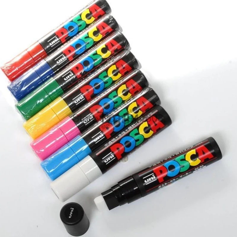 8 цветов Набор Mitsubishi Uni Posca PC-17K маркер для краски ручка-Экстра Широкий Tip-15mm Маркер ручки Офисные и Школьные принадлежности