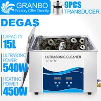 granbo digital ultrasonic cleaner 15l 540w degas heating timer piezoelectric transducer 40khz pcb nozzle injector lab solution