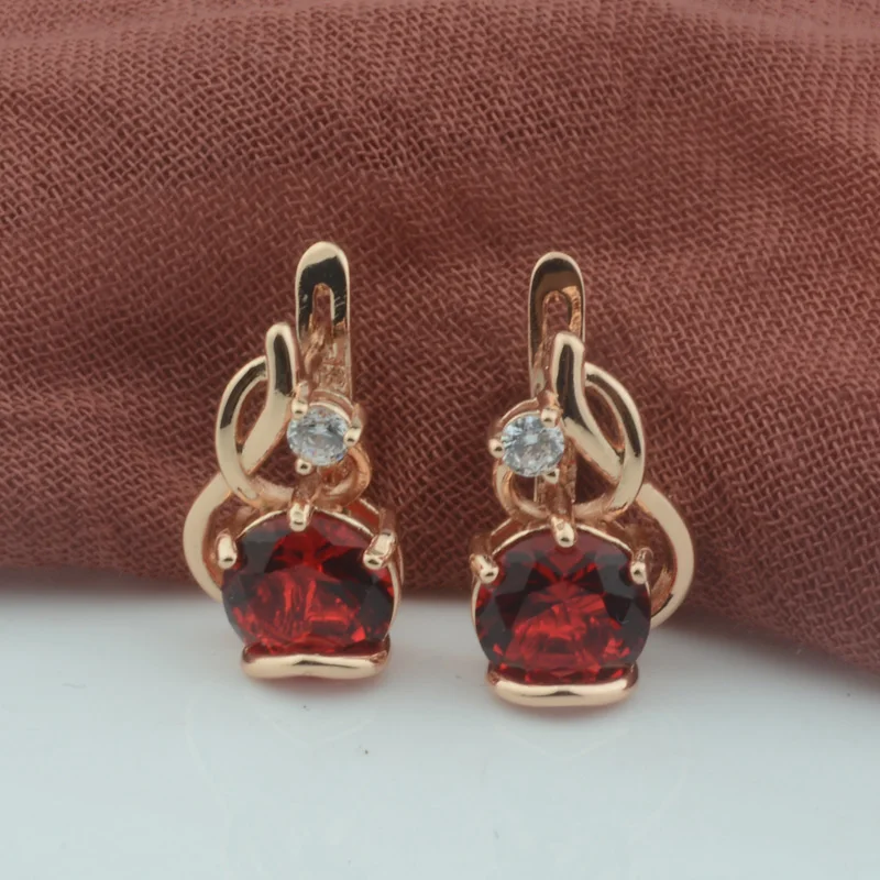 FJ New Women White Crystal Drop Earrings 585 Red Stone Twisted Dangle | Украшения и аксессуары