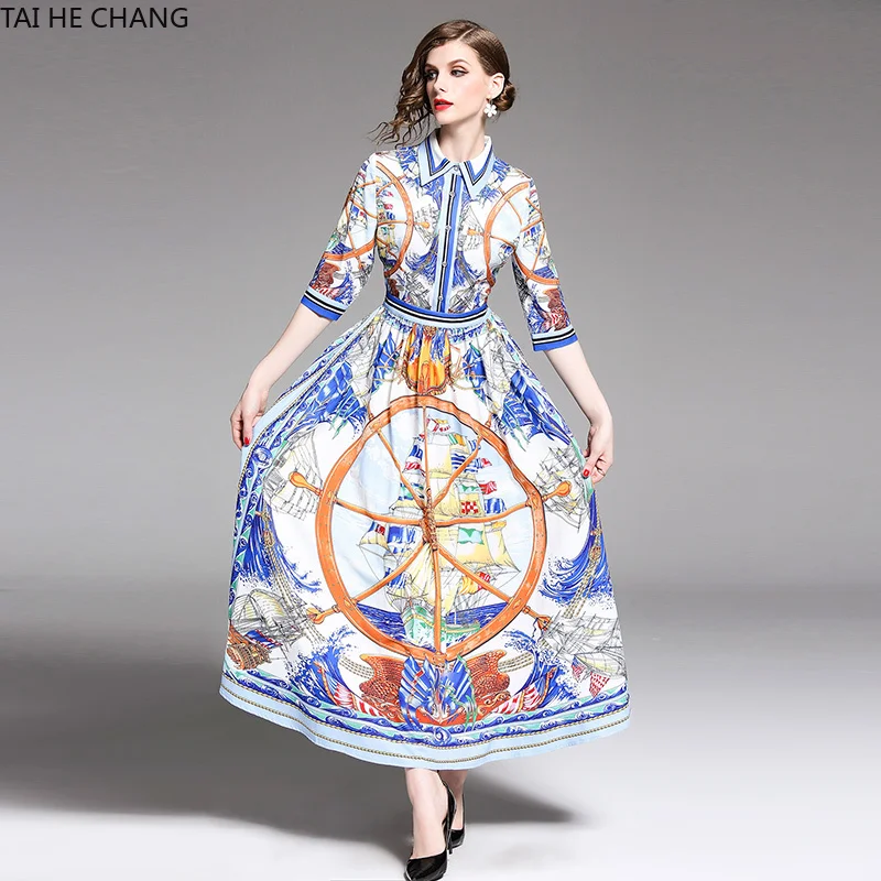 

Women Dress Summer Spring Elegant Bodycon Vintage Party Runway Casual Print Short Sleeve Maxi A-line Shirt Office Work Dresses