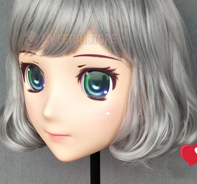 (Jiang 41) Женская милая девочка резиновая полуголовая маска кигуруми с BJD глазами