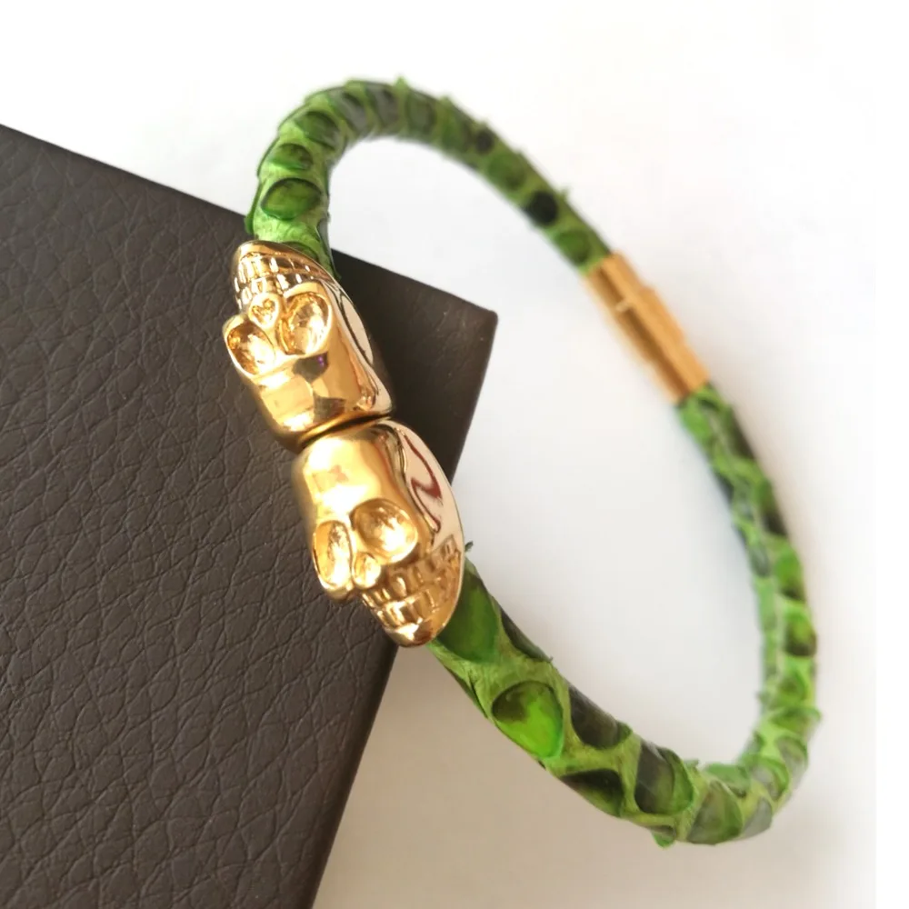 Beichong 5 мм кожаный браслет под золото из нержавеющей стали с двойным северным