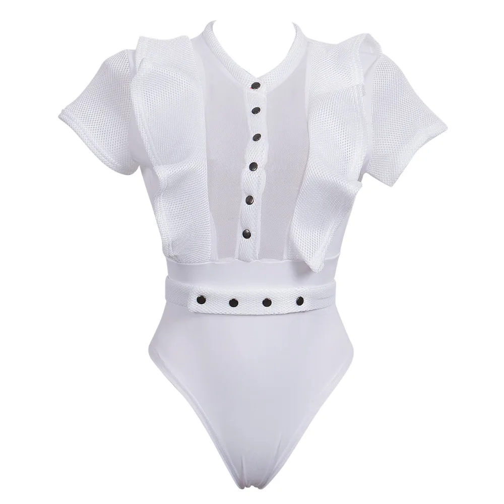 Женская сексуальная одежда для вечеринок бандажные оборки короткий рукав сетка