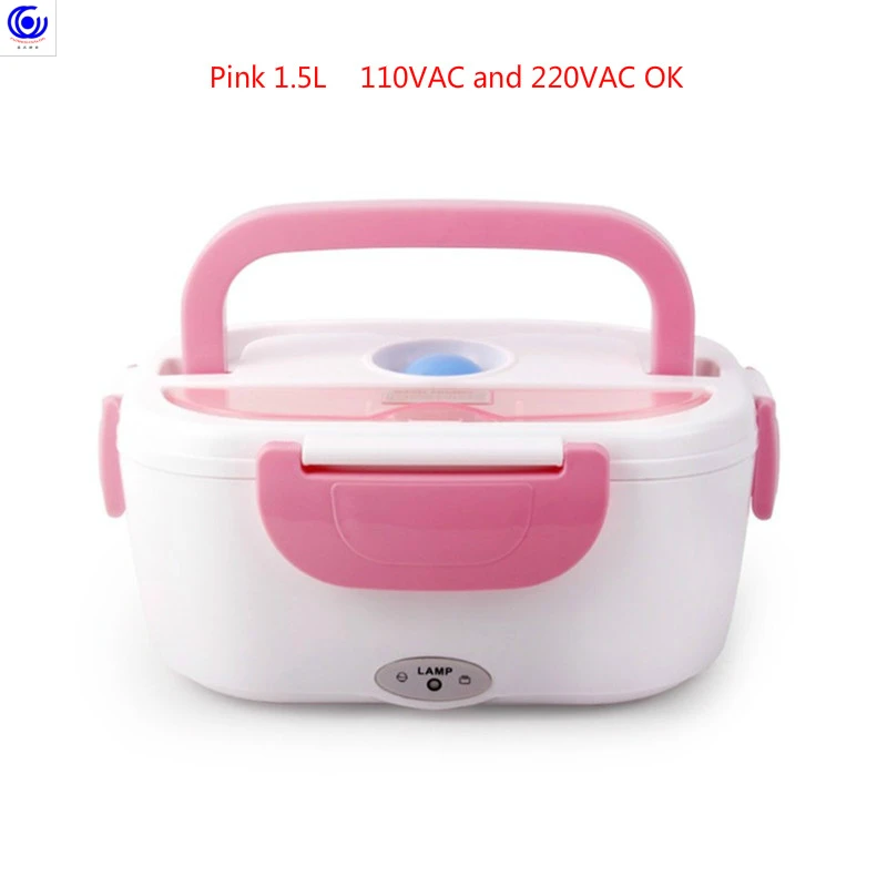 Pink 1.5L 40 Вт 110 л Электрический нагревательный Ланч-бокс портативный PTC разветвитель из нержавеющей стали с подогревом желчи Bento Подогрев контейнер для еды/В переменного тока - Цвет: Pink 1.5L