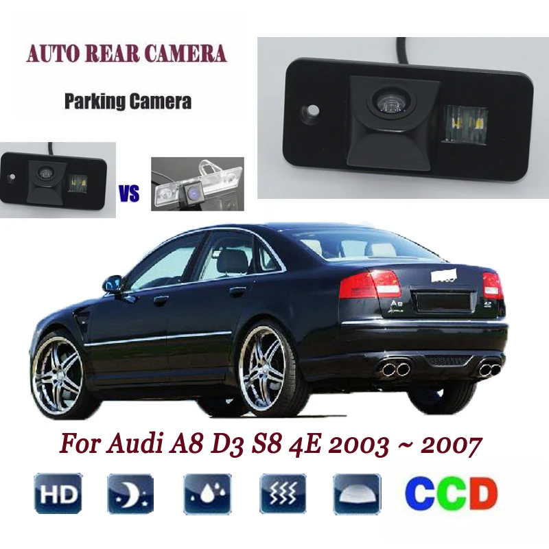 

Rear View Camera For Audi A8 D3 S8 4E 2003 ~ 2007 CCD Night Vision Backup camera license plate camera Reverse camera
