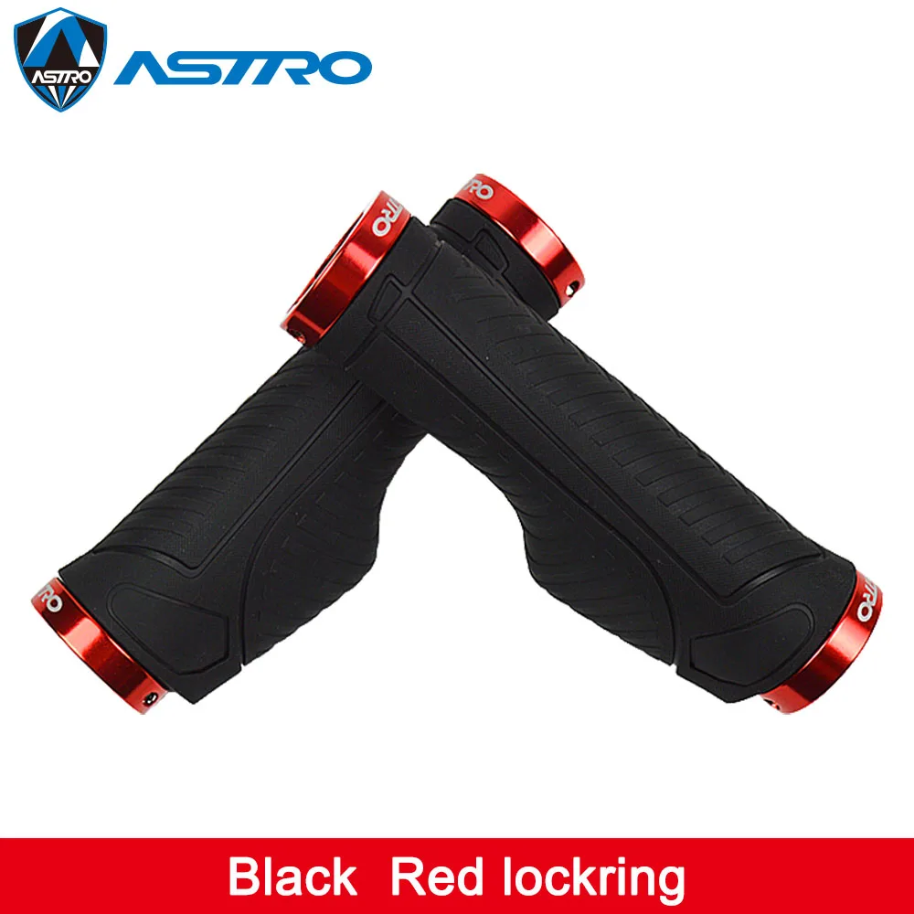 Astro G120 велосипедные ручки, эргономичный конец, крепкое крепление, оба конца, замок, ручка, руль, 6 цветов, тон, держатель, MTB, для езды на велосипеде, для рук - Цвет: Black  Red lockring