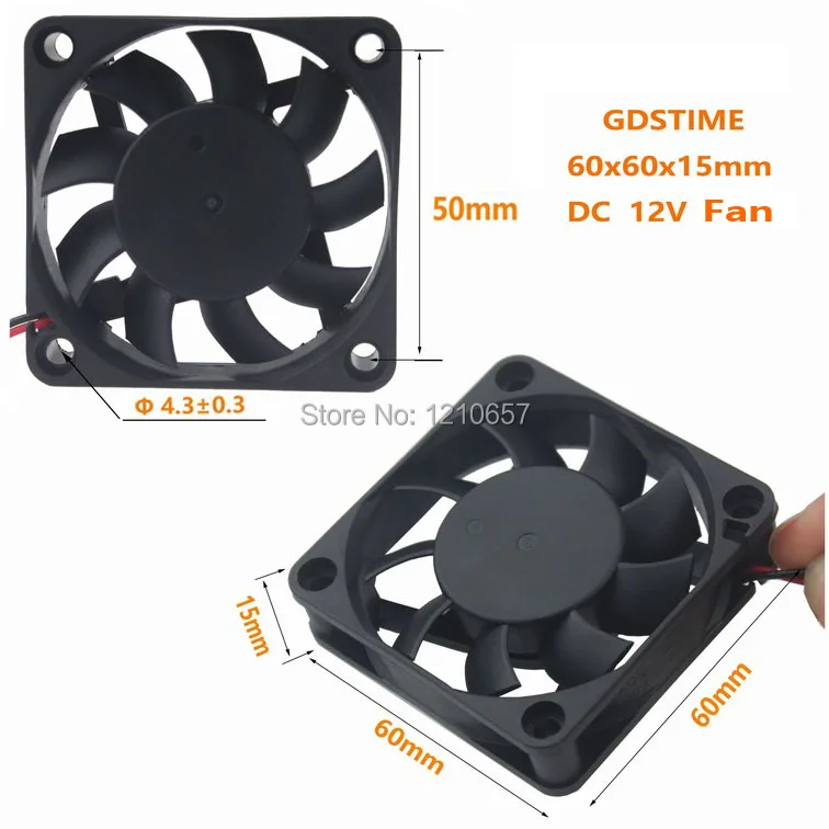 Осевой вытяжной вентилятор Gdstime 6015 60 мм 60x60x15 6 см 12 в пост. Тока 2 pin|exhaust fan|12v axial fan12v
