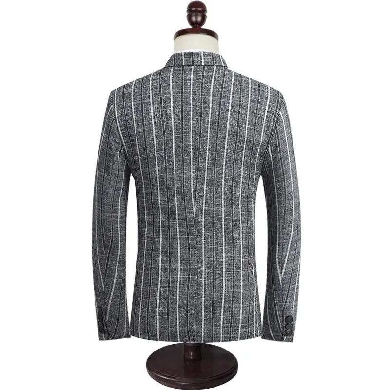 Men's British Gentleman Slim Striped Suit / Groom Groomsmen Dress Business Casual Three-piece Suit((Jacket+Vest+Pants)) | Мужская