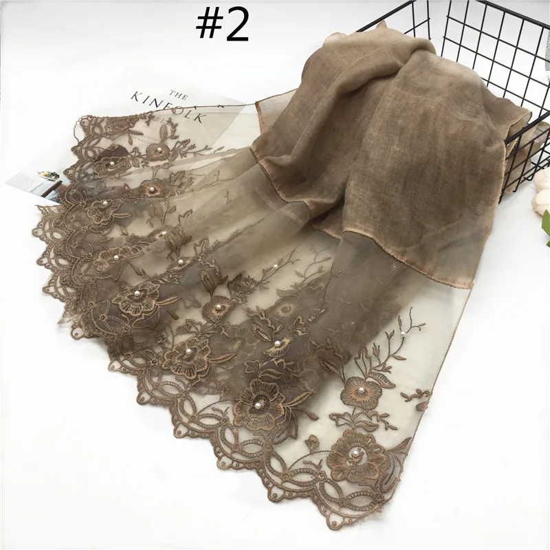 Z0148 khaki 1 шт., сплошной цвет, две стороны, кружево, женский платок, хиджаб, шаль, мусульманский шарф, с жемчугом, простая прострочка, Женский малазийский хиджаб - Цвет: Z0148 khaki