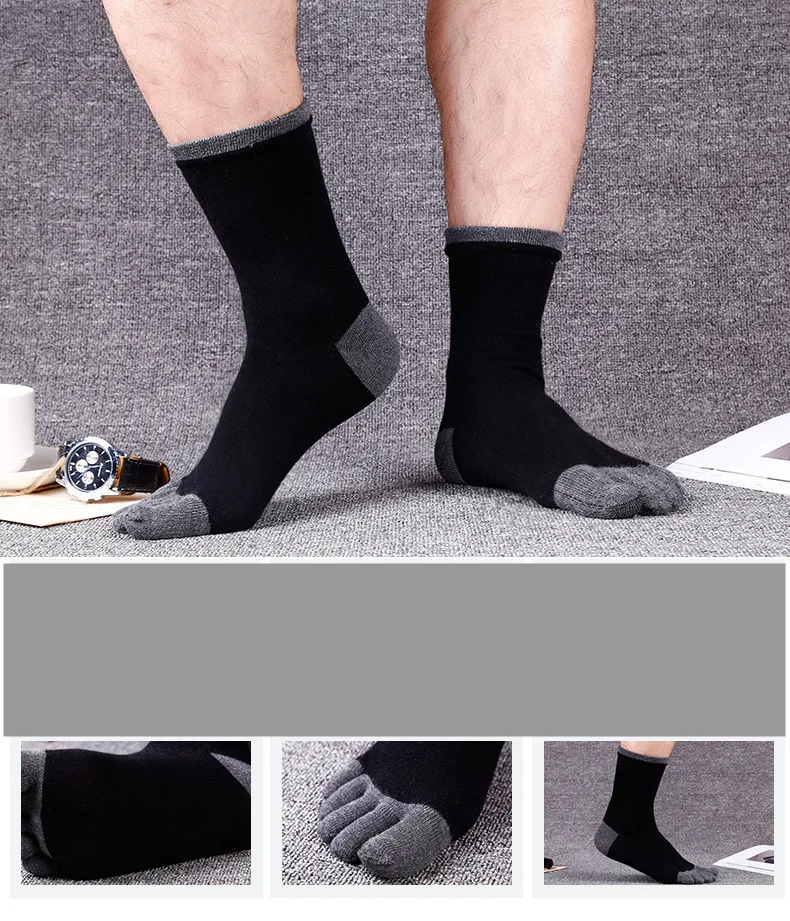 

4 pairs 100% cotton socks men funny long Five toe socks Against the stench absorb sweat Elastic size men's socks Free shipping