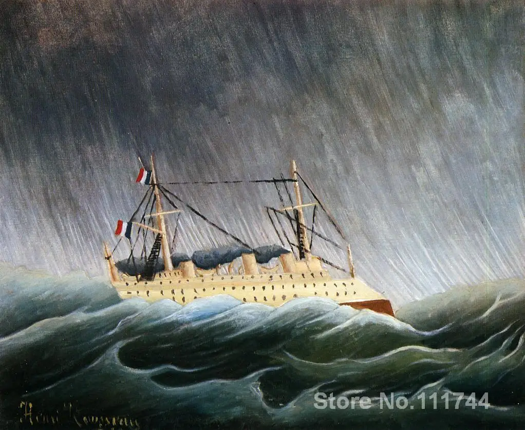 

Animal paintings of Henri Rousseau Boat in a Storm Hand painted canvas art High quality