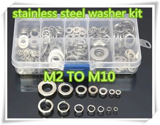 

2000pcs/lot stainless steel flat washer Spring Pad Assortment kit set m2 to m6