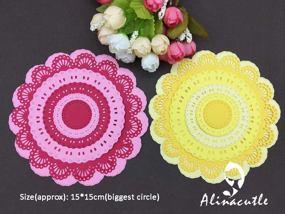 Заготовки Из Металла режущие штампы 6 шт. стежка doily круг цветок кружева круглая записная книжка ручной работы карты Топпер удар искусство резак