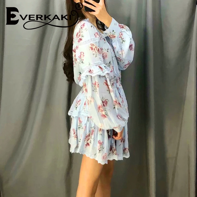 Everkaki/женские комплекты из 2 предметов костюмы с цветочным принтом шифоновая
