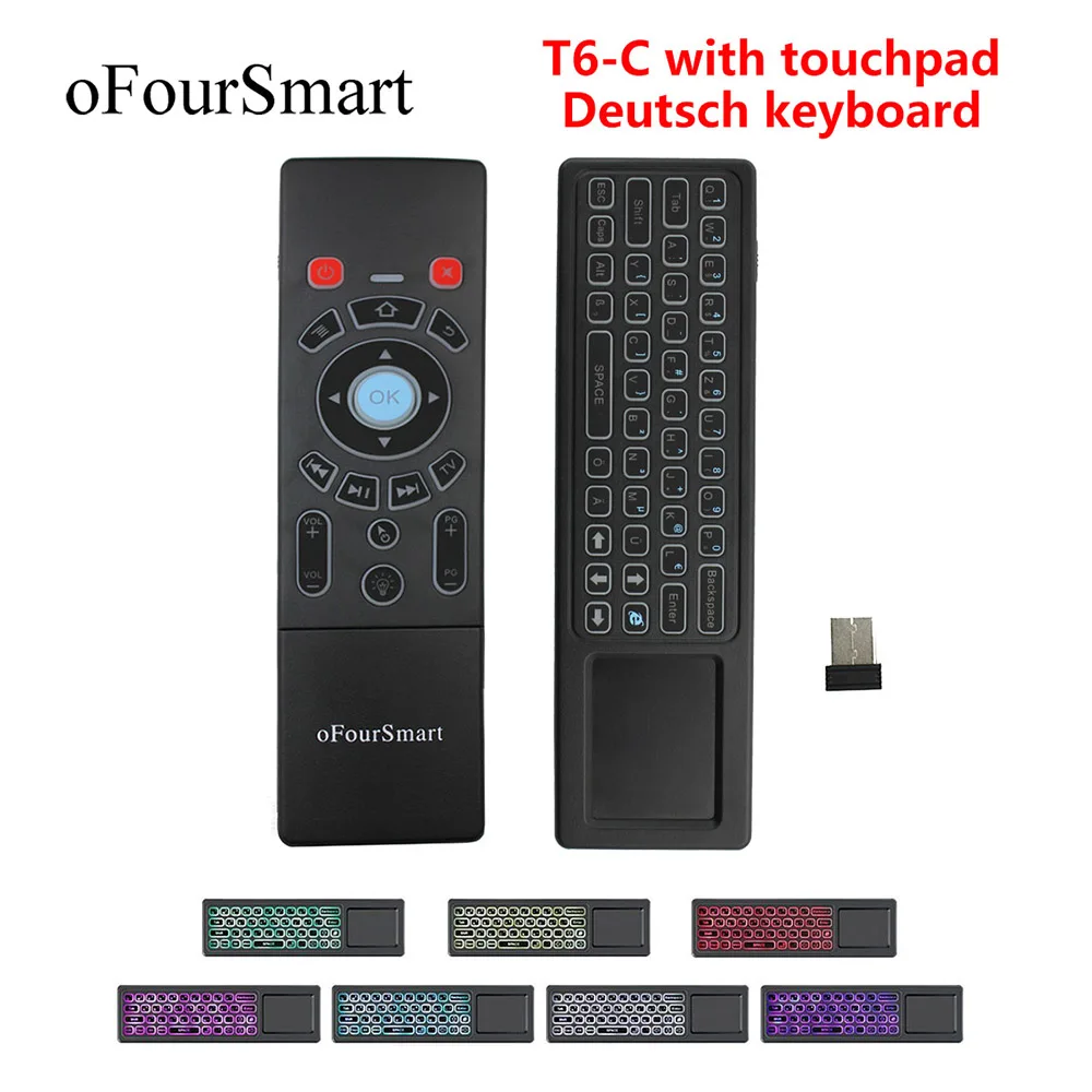 Deusche Keyboard T6 Air mouse, беспроводная клавиатура и тачпад, универсальный пульт дистанционного управления для Android tv Box, мини-ПК, умный проектор, 2,4G Air Fly mouse - Цвет: Deusche Keyboard