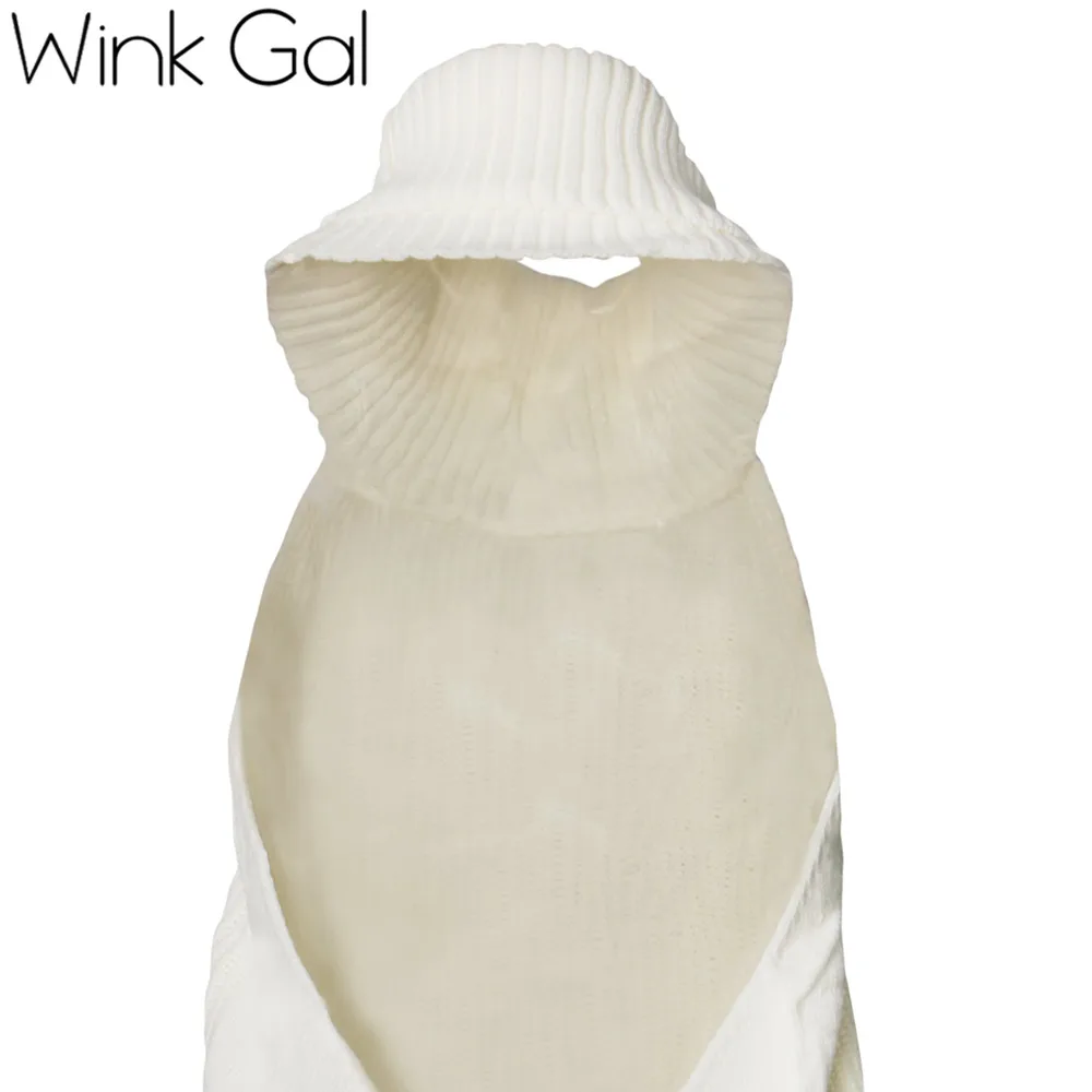 Wink Gal осенне-зимний вязаный джемпер с открытой спиной и высоким воротником