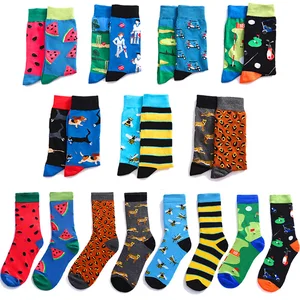 Носки мужские из чесаного хлопка, разные Смешные модные, для скейтборда, с животными, пчелами, собаками, арбузами, фруктами, в стиле Харадзюку