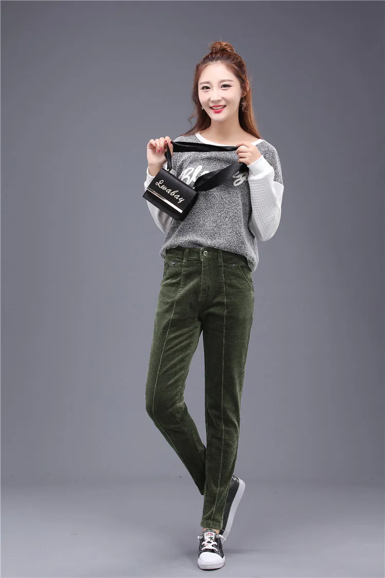 Осенние женские вельветовые брюки Pantalon Mujer с высокой талией, штаны-шаровары размера плюс, повседневные спортивные штаны, свободные зимние теплые штаны