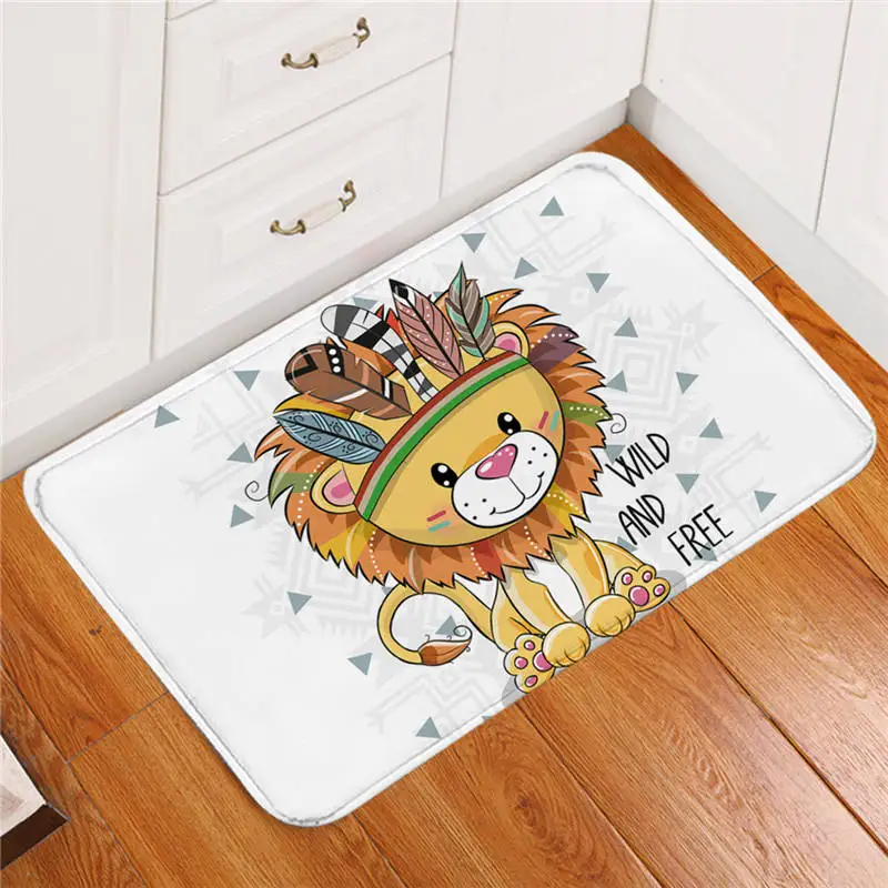Lion Постельные принадлежности Outlet мультфильм коврик с изображением животных милый Лев Сова собака дверной Ковер Красочные Мопс коврики Нескользящие Коврики для детей 40x60 см - Цвет: Lion