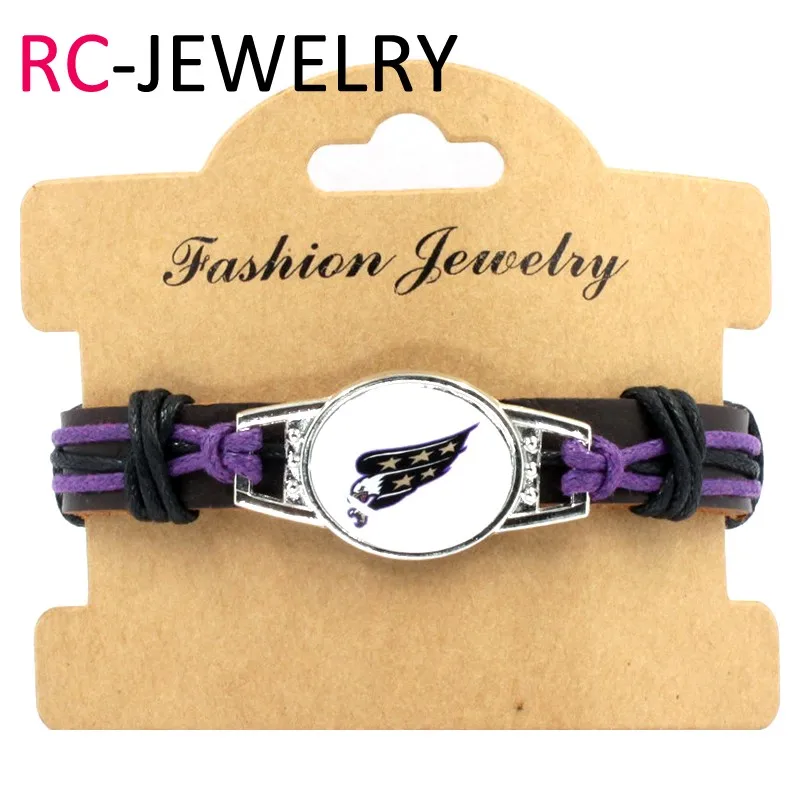 49# Ice Hockey Braided Bracelet Hurricane Carolina Charm Cowhide For Men genuine leather Jewelry Gifts | Украшения и аксессуары