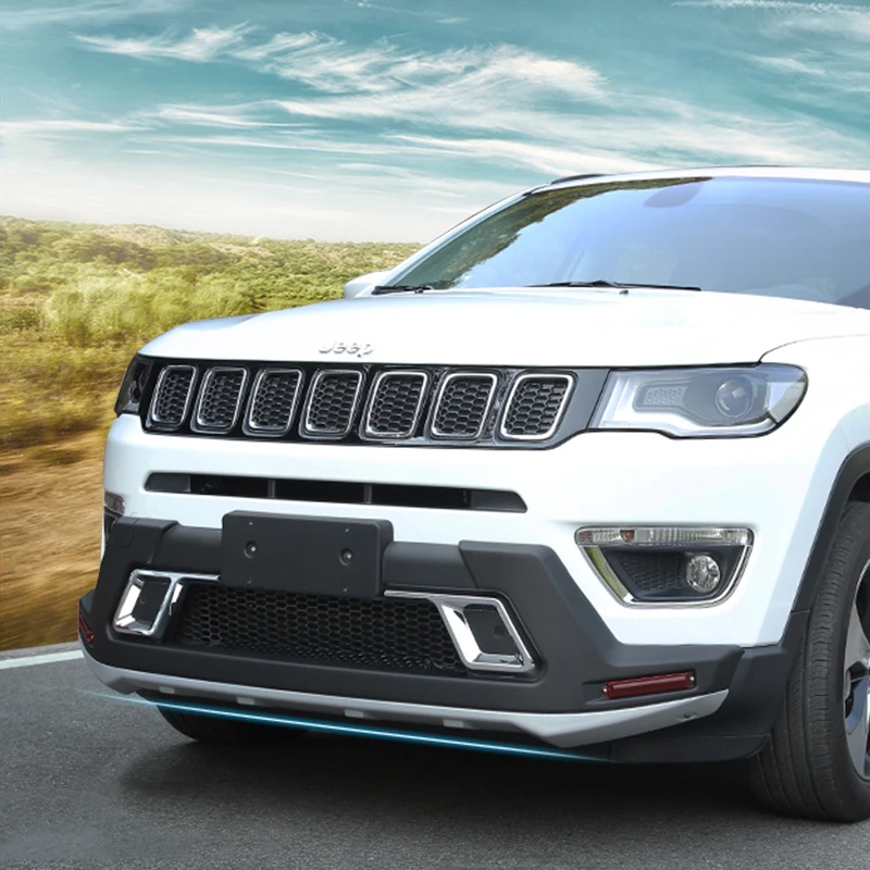 JIOYNG подходит для Jeep Compass- спереди+ задний бампер диффузор бамперы для губ протектор гвардии опорная плита ABS 2 шт