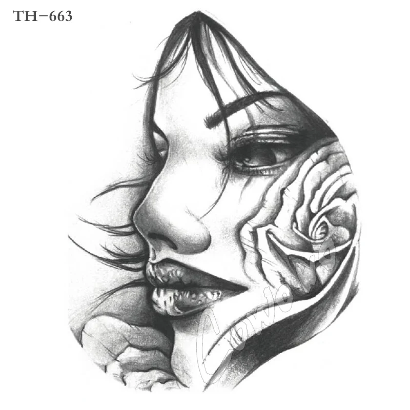 TH-663 Новое поступление, 21X15 см, Плачущие женские Временные татуировки, временные наклейки, боди-арт, водонепроницаемые#112 - Цвет: TH-663