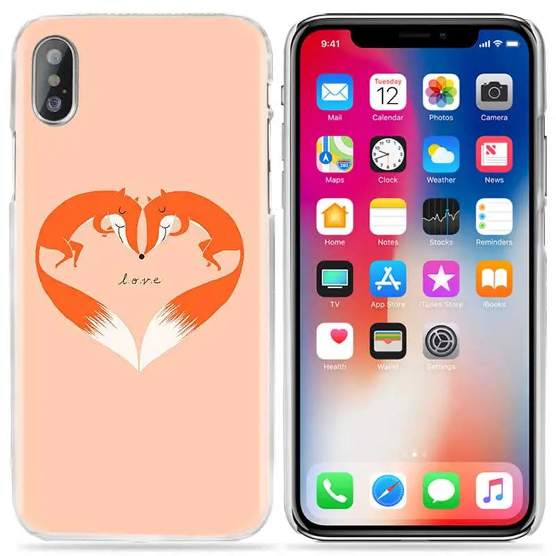 Милый чехол для iPhone XS Max, XR, X, 10, 7, S, 8, 6, 6S Plus, 5S, SE, 5, 4S, 4, 5C, Прозрачный жесткий пластиковый чехол для телефона с милым животным, лисой, чаем