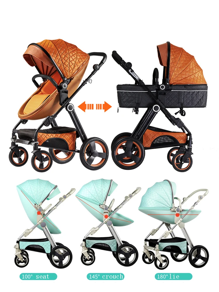 Babyfond/детская коляска с высоким пейзажем 2 в 1 детская легко откидывающаяся