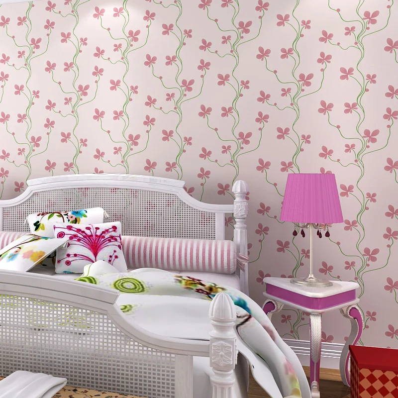 Корейские 3d обои розовые цветы романтичная не тканая настенная бумага для