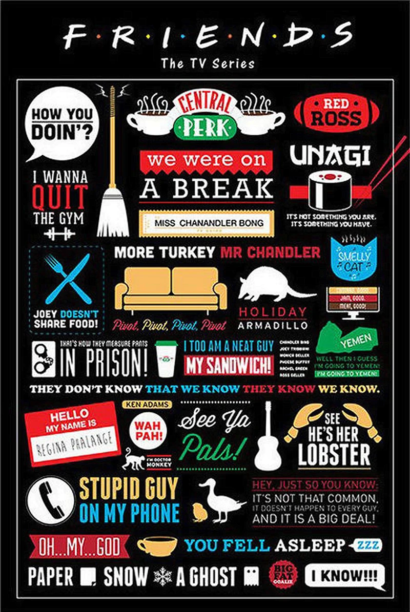 Пользовательские принты настенные наклейки друзья ТВ шоу Декор плакат обои #0001 # |