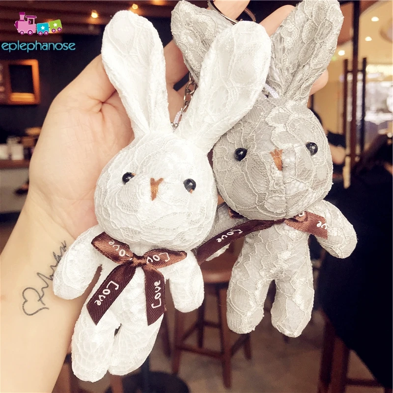 Кролик kawaii плюшевый брелок с кружевным бантом мягкие милые зайчики длинными