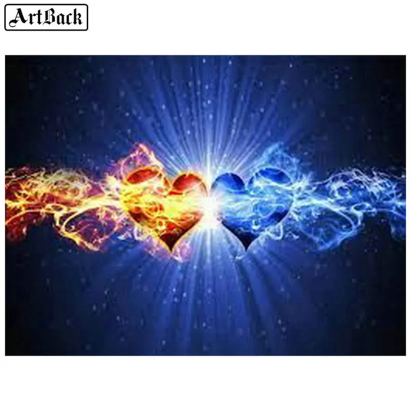 Алмазная 5d картина Сердце ледяного огня полноразмерная Мозаика из квадратных