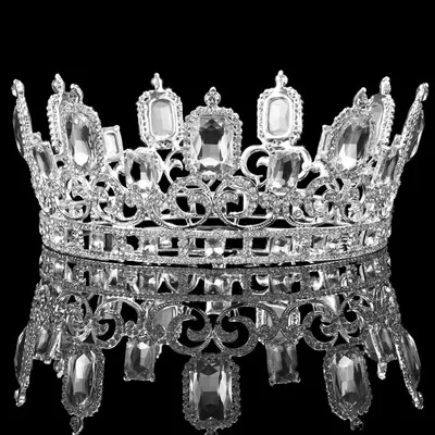 Silver Высший сорт роскошный свадебный венец со стразами диадемы Свадебный праздник красоты конкурса большая корона ободок для волос Полный Круглый невесты головные уборы - Окраска металла: Silver