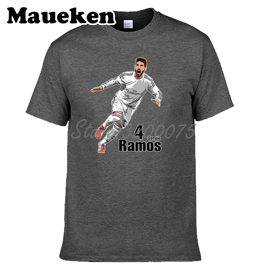 Мужская футболка с изображением капитана Испании 4 Sergio Ramos короткими рукавами