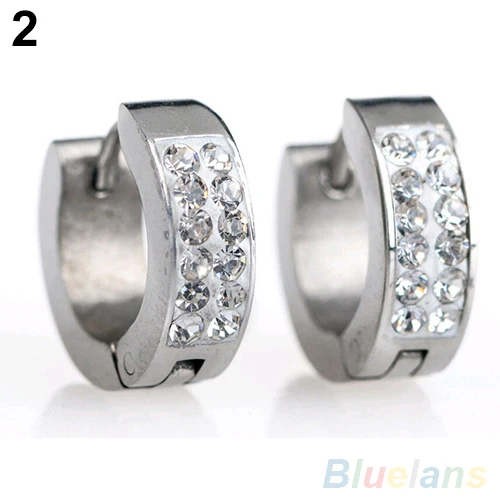 Унисекс панк стразы инкрустированные титановые стальные серьги гвоздики