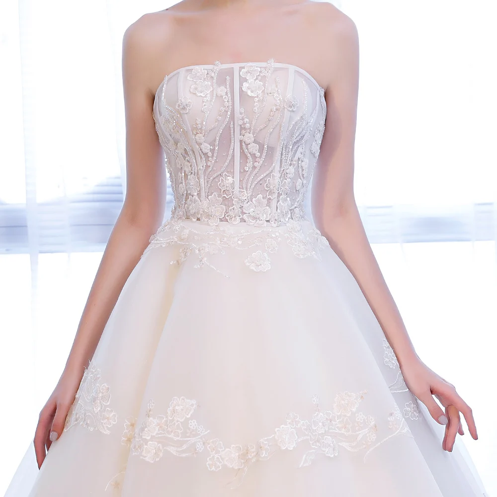 Женское свадебное платье без бретелек недорогое цветочное 3D платье|wedding dress|gown