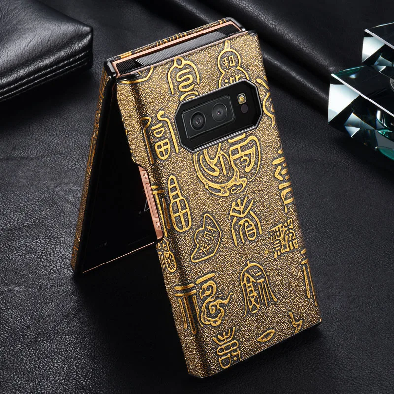 Китайский золотой чехол из натуральной кожи fu good fortune для Samsung W2019 W2018 W2017 первый