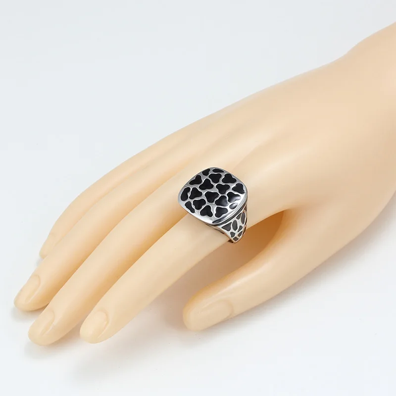 2017 Новая мода Нержавеющая сталь черной эмалью в виде кольца для Для женщин