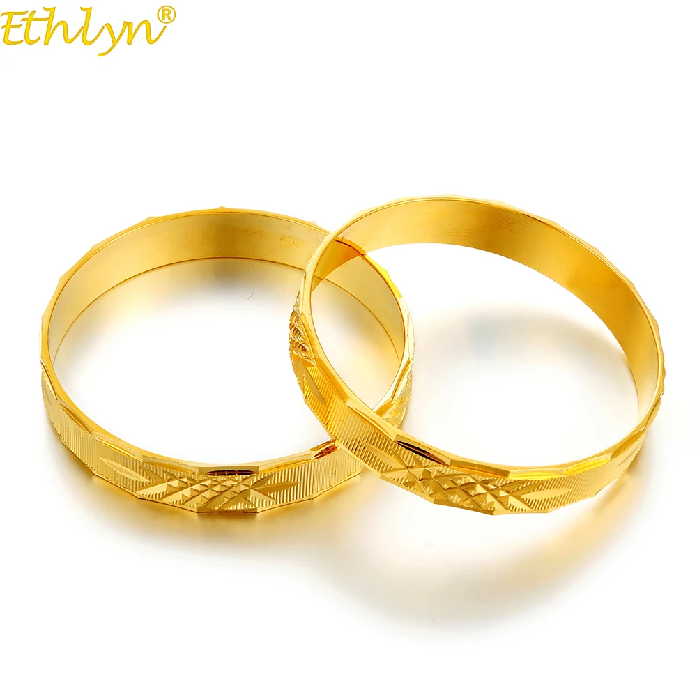 Фото Ethlyn 2 шт./лот Сейшельские модные дизайнерские плотные золотистые браслеты для