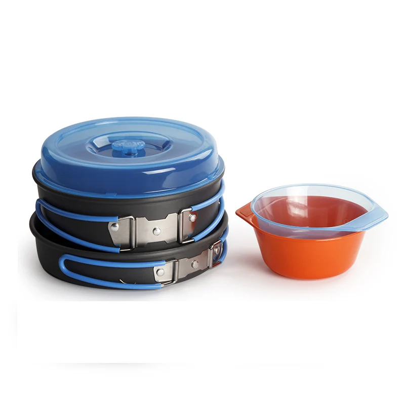 pot APG Outdoor Pots Pans Set Mini Gas Stove Camping Cookware Hiking Tableware With Foldable Spoon Fork Knife - Цвет: pot