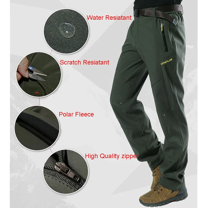 RAY GRACE уличные теплые зимние походные брюки мужские флисовые для альпинизма
