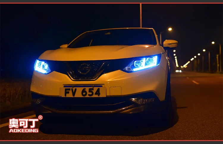АКД Тюнинг автомобилей Фара для Nissan Qashqai- фары светодио дный DRL ходовые огни би-ксенон луч Противотуманные фары ангельские глазки